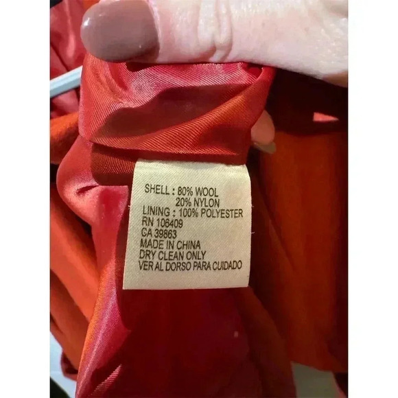 Antonio Melani Women's Orange Wool Blend Pea Coat Size 6 Winter Quiet Luxury - Picture 9 of 10